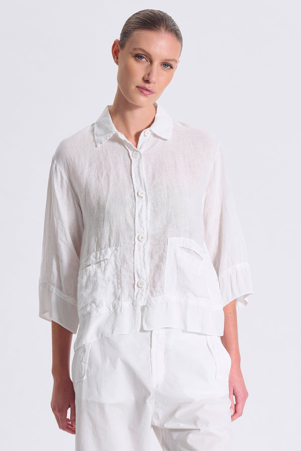 Giacca in lino manica 3/4 con inserti in georgette di viscosa | 1017.CFDTRCE142.00