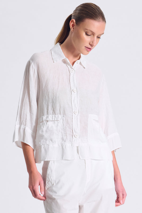 Giacca in lino manica 3/4 con inserti in georgette di viscosa | 1017.CFDTRCE142.00