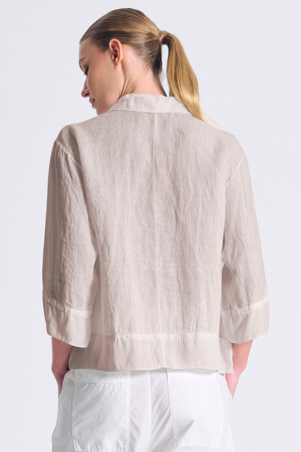 Giacca in lino manica 3/4 con inserti in georgette di viscosa | 1017.CFDTRCE142.21