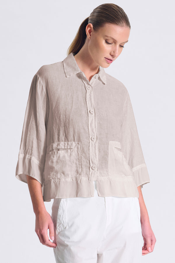 Giacca in lino manica 3/4 con inserti in georgette di viscosa | 1017.CFDTRCE142.21