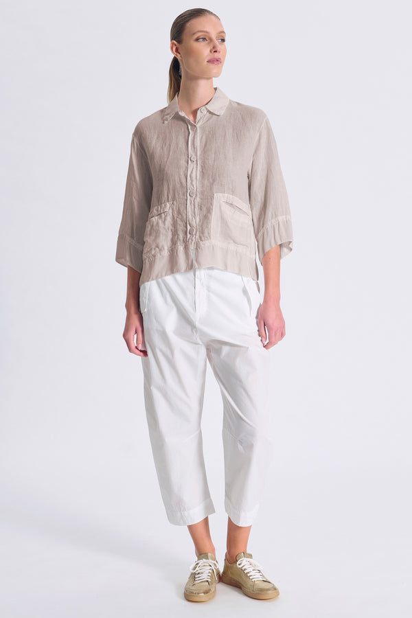 Giacca in lino manica 3/4 con inserti in georgette di viscosa | 1017.CFDTRCE142.21