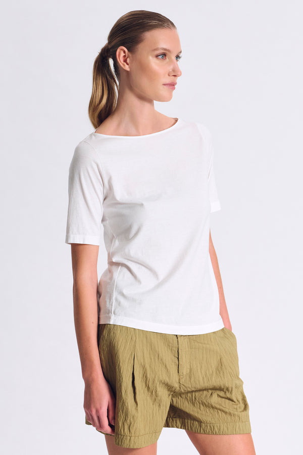 T-shirt scollo a barchetta slim fit in jersey di cotone con manica lunghezza al gomito | 1017.CFDTRCF152.00