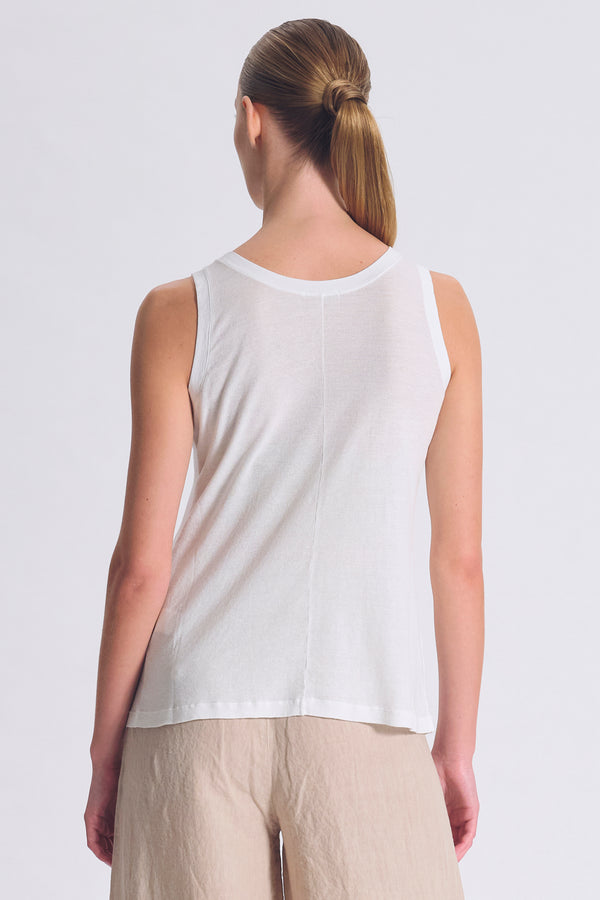 Canotta slim fit scollo a v in jersey di cotone crepe con tessuto a contrasto su collo e giromanica | 1017.CFDTRCG160.00