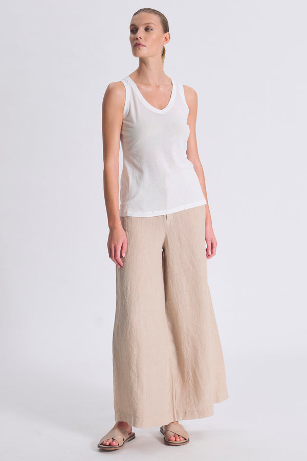 Canotta slim fit scollo a v in jersey di cotone crepe con tessuto a contrasto su collo e giromanica | 1017.CFDTRCG160.00