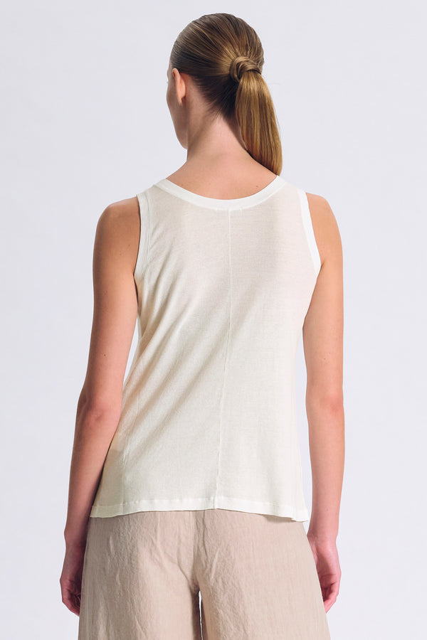 Canotta slim fit scollo a v in jersey di cotone crepe con tessuto a contrasto su collo e giromanica | 1017.CFDTRCG160.01