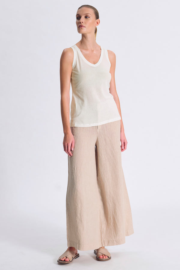 Canotta slim fit scollo a v in jersey di cotone crepe con tessuto a contrasto su collo e giromanica | 1017.CFDTRCG160.01