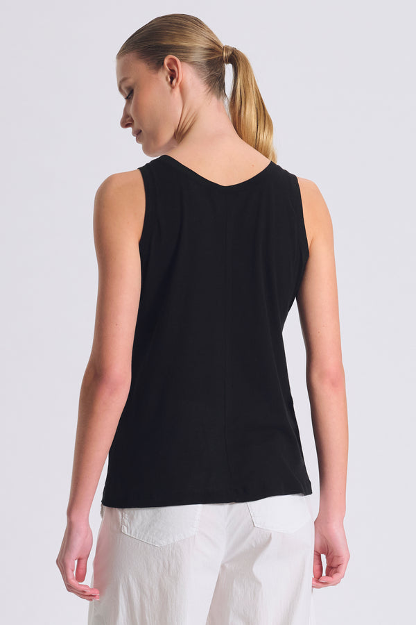 Canotta slim fit scollo a v in jersey di cotone crepe con tessuto a contrasto su collo e giromanica | 1017.CFDTRCG160.10