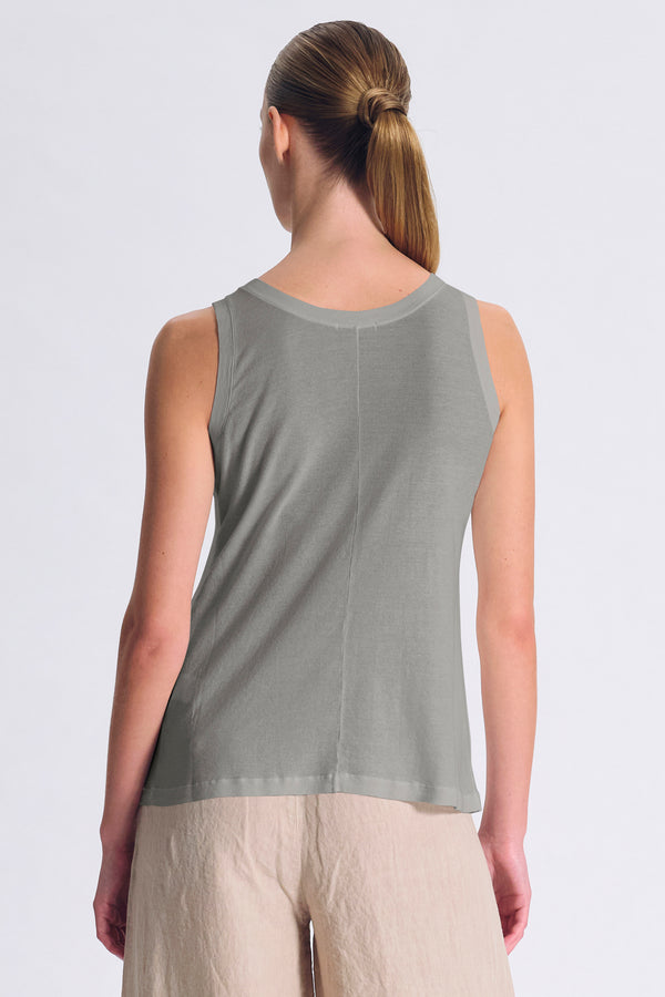 Canotta slim fit scollo a v in jersey di cotone crepe con tessuto a contrasto su collo e giromanica | 1017.CFDTRCG160.12