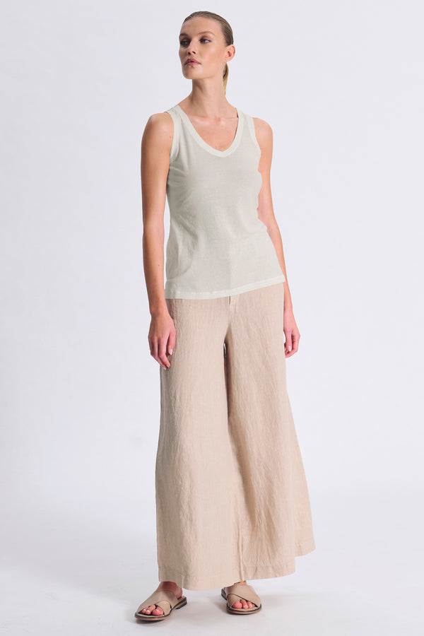 Canotta slim fit scollo a v in jersey di cotone crepe con tessuto a contrasto su collo e giromanica | 1017.CFDTRCG160.14