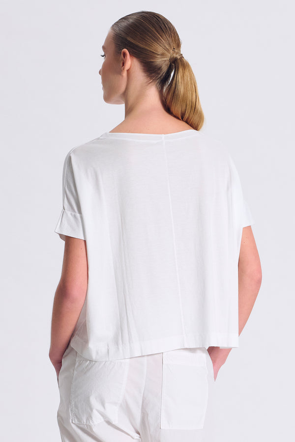 T-shirt oversize mezza manica in jersey di tencell e cotone inserto a contrasto in viscosa | 1017.CFDTRCH171.00