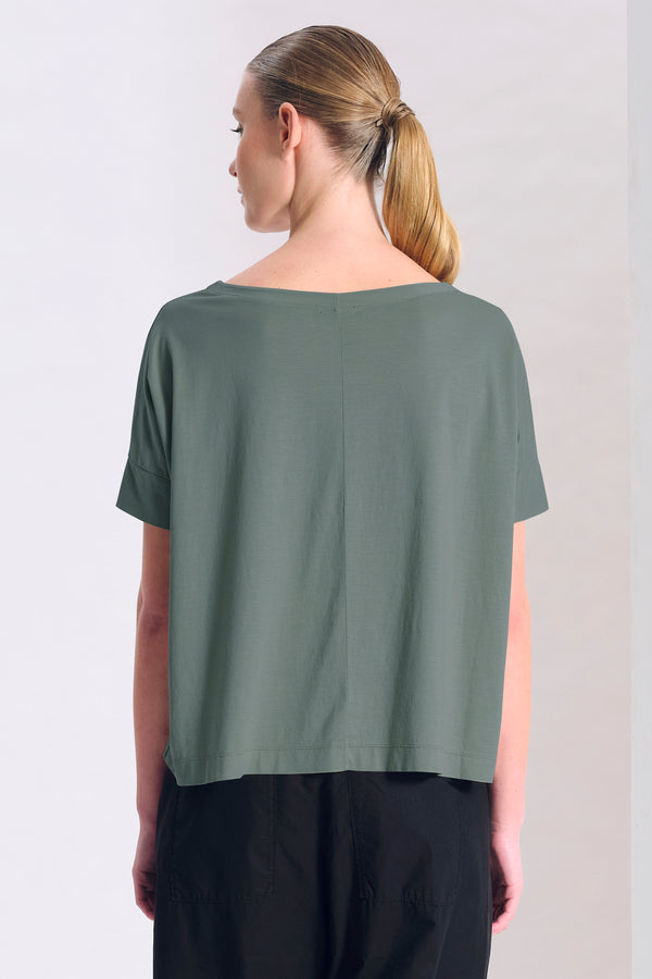 T-shirt oversize mezza manica in jersey di tencell e cotone inserto a contrasto in viscosa | 1017.CFDTRCH171.04