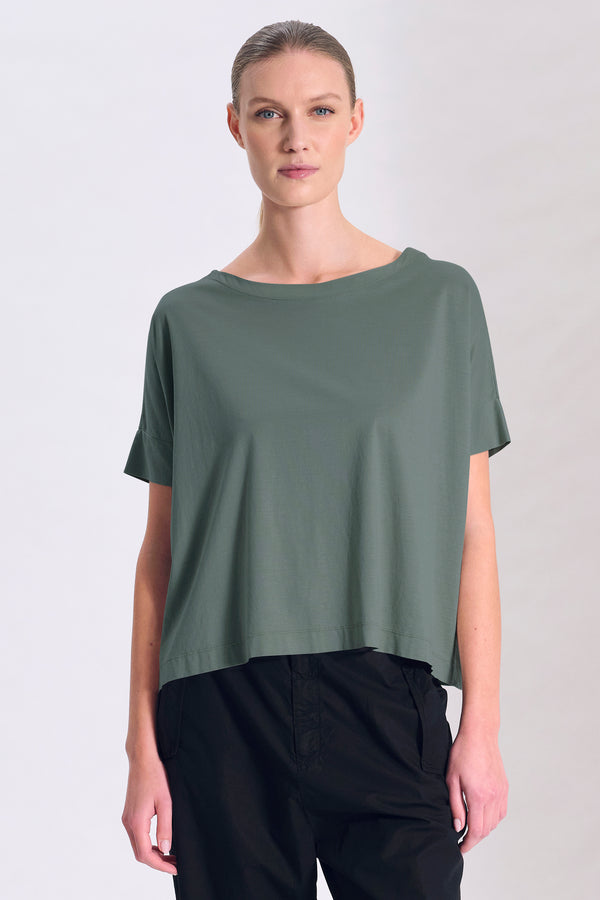 T-shirt oversize mezza manica in jersey di tencell e cotone inserto a contrasto in viscosa | 1017.CFDTRCH171.04