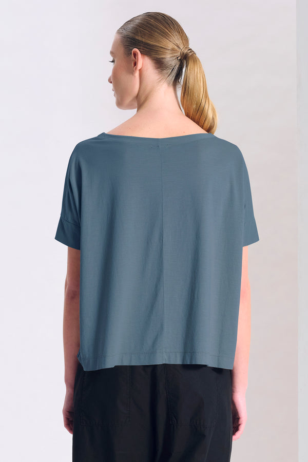 T-shirt oversize mezza manica in jersey di tencell e cotone inserto a contrasto in viscosa | 1017.CFDTRCH171.05