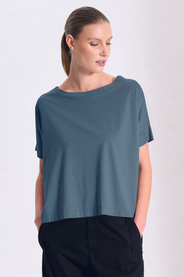 T-shirt oversize mezza manica in jersey di tencell e cotone inserto a contrasto in viscosa | 1017.CFDTRCH171.05