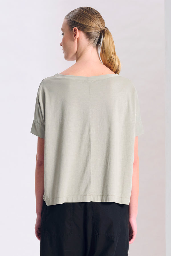 T-shirt oversize mezza manica in jersey di tencell e cotone inserto a contrasto in viscosa | 1017.CFDTRCH171.14