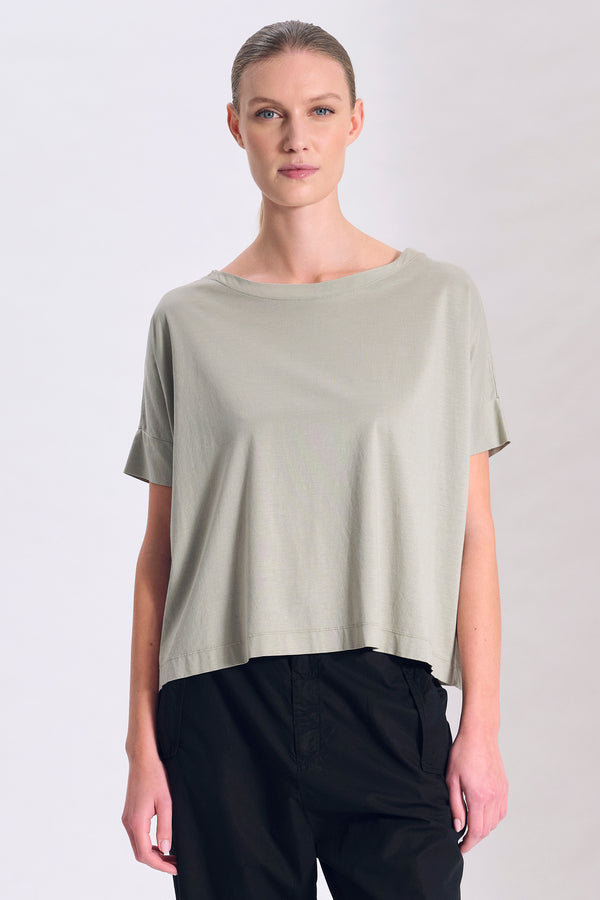 T-shirt oversize mezza manica in jersey di tencell e cotone inserto a contrasto in viscosa | 1017.CFDTRCH171.14