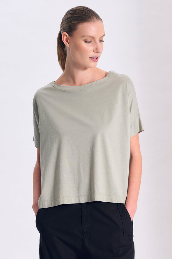 T-shirt oversize mezza manica in jersey di tencell e cotone inserto a contrasto in viscosa | 1017.CFDTRCH171.14