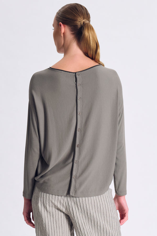 Long sleeve over shirt boat neckline in light stretch ribbed modal | 1017.CFDTRCI181.12