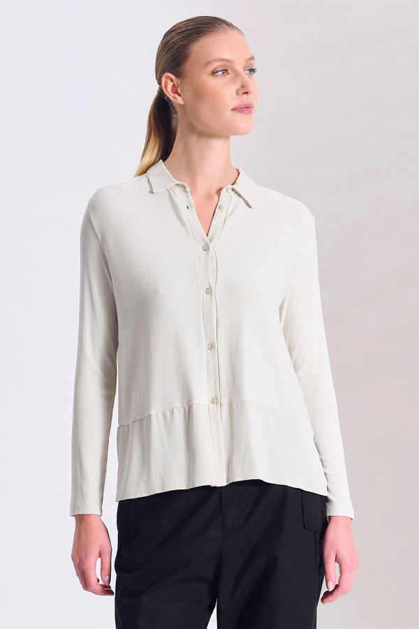 Camicia comfort fit in costina leggera di modal stretch con inserti in georgette di viscosa | 1017.CFDTRCI183.01