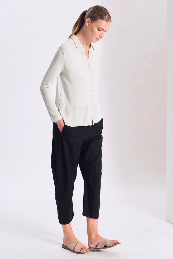 Bluse im Comfort Fit aus feinem Rippstrick aus Modalstretch mit Einsätzen aus Viskose-Georgette | 1017.CFDTRCI183.01