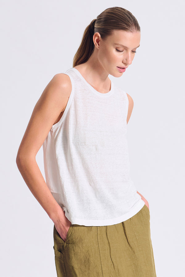 Top im Comfort Fit mit breiten Trägern aus Leinenjersey vorne und aus Georgette hinten mit eingefass | 1017.CFDTRCK200.00