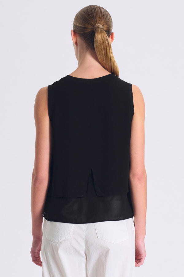 Top im Comfort Fit mit breiten Trägern aus Leinenjersey vorne und aus Georgette hinten mit eingefass | 1017.CFDTRCK200.10