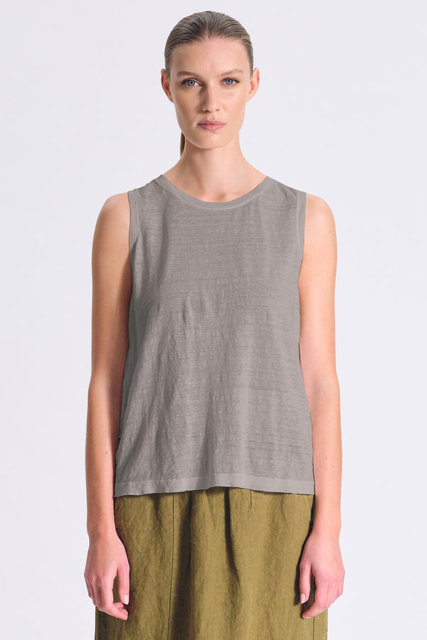 Top im Comfort Fit mit breiten Trägern aus Leinenjersey vorne und aus Georgette hinten mit eingefass | 1017.CFDTRCK200.12