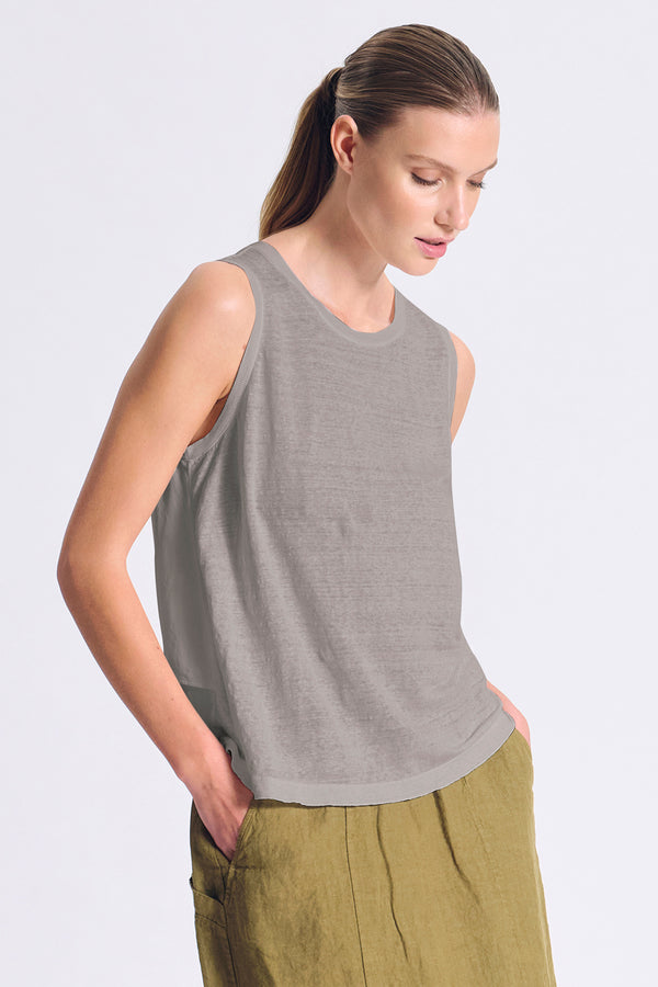 Top im Comfort Fit mit breiten Trägern aus Leinenjersey vorne und aus Georgette hinten mit eingefass | 1017.CFDTRCK200.12