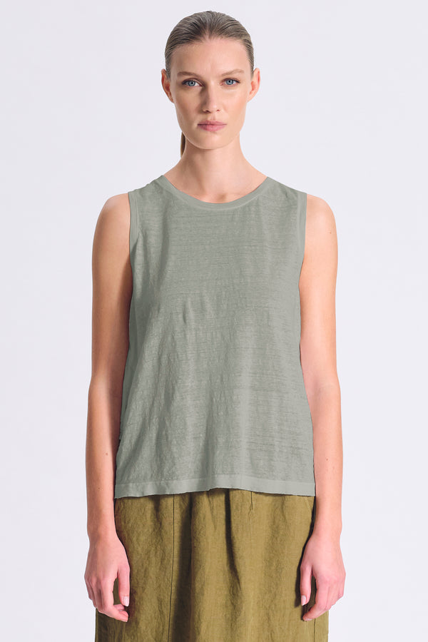 Top im Comfort Fit mit breiten Trägern aus Leinenjersey vorne und aus Georgette hinten mit eingefass | 1017.CFDTRCK200.14
