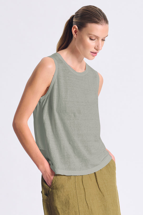 Top im Comfort Fit mit breiten Trägern aus Leinenjersey vorne und aus Georgette hinten mit eingefass | 1017.CFDTRCK200.14