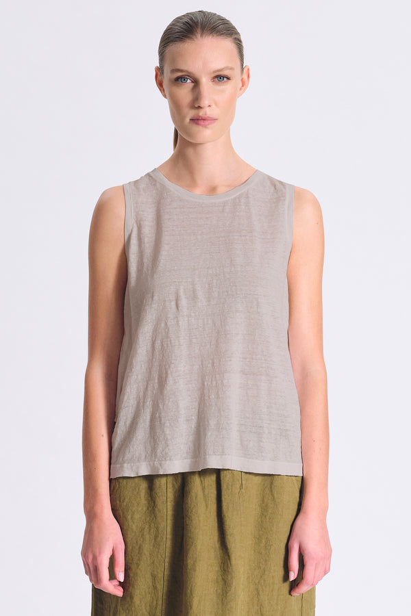 Top im Comfort Fit mit breiten Trägern aus Leinenjersey vorne und aus Georgette hinten mit eingefass | 1017.CFDTRCK200.21