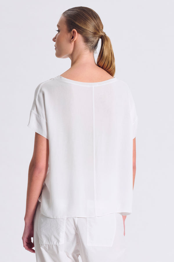 T-shirt over mezza manica in jersey di lino davanti con dietro e maniche in georgette di viscosa | 1017.CFDTRCK201.00