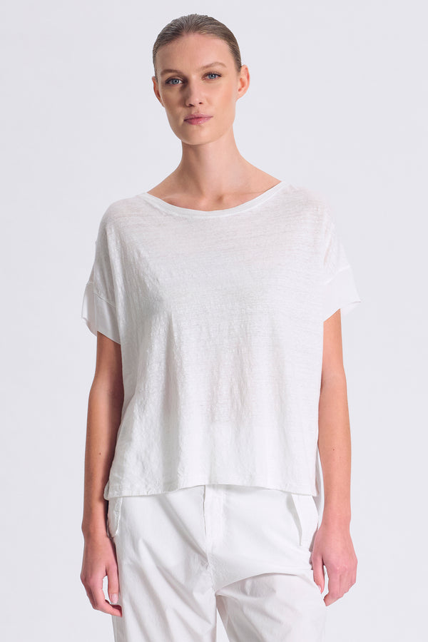 T-shirt over mezza manica in jersey di lino davanti con dietro e maniche in georgette di viscosa | 1017.CFDTRCK201.00