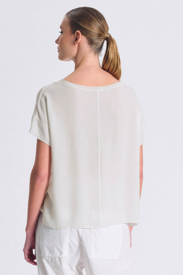 Oversize-Shirt, Kurzarm, aus Leinenjersey vorne, Ärmel und Rückenpartie aus Viskose-Georgette | 1017.CFDTRCK201.01