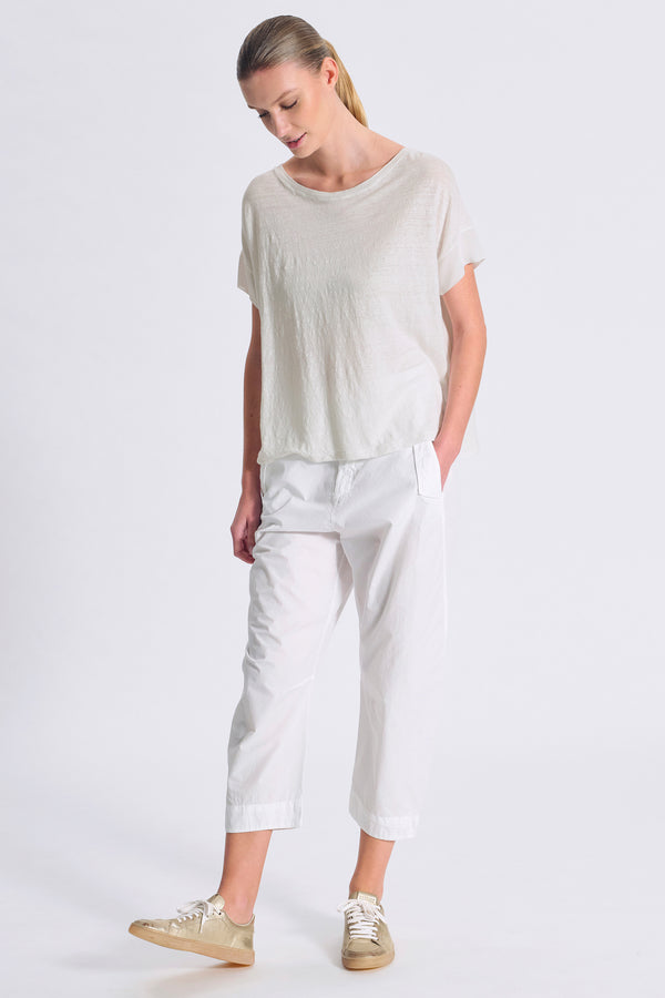 Oversize-Shirt, Kurzarm, aus Leinenjersey vorne, Ärmel und Rückenpartie aus Viskose-Georgette | 1017.CFDTRCK201.01