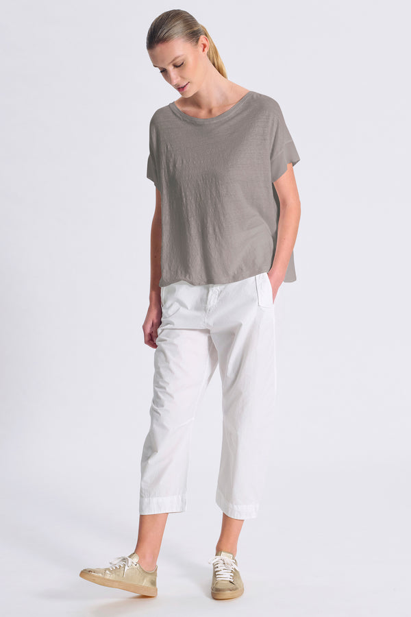 Oversize-Shirt, Kurzarm, aus Leinenjersey vorne, Ärmel und Rückenpartie aus Viskose-Georgette | 1017.CFDTRCK201.12