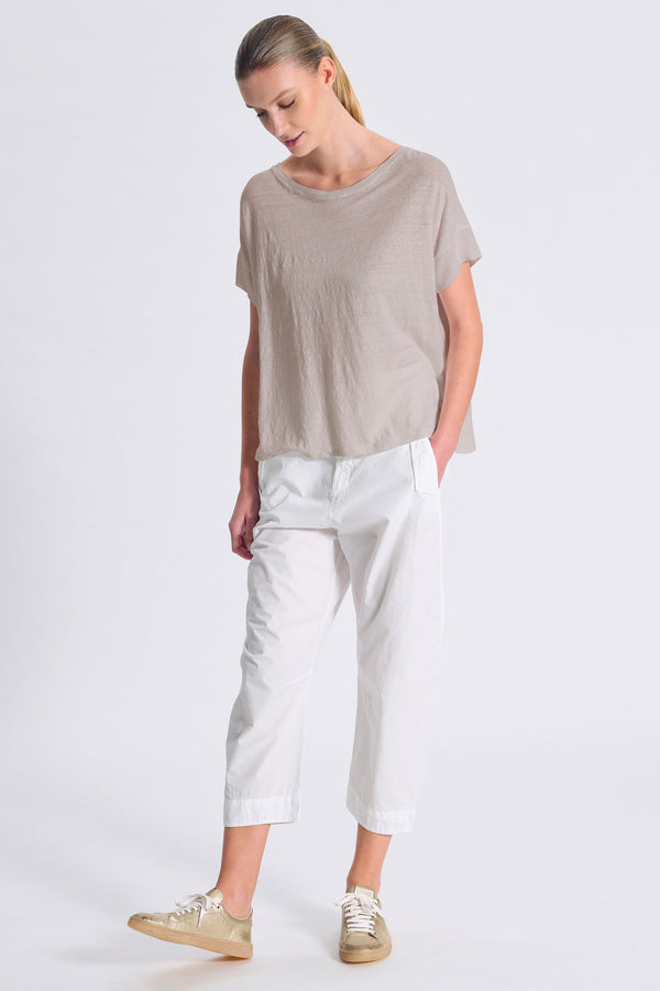 Oversize-Shirt, Kurzarm, aus Leinenjersey vorne, Ärmel und Rückenpartie aus Viskose-Georgette | 1017.CFDTRCK201.21