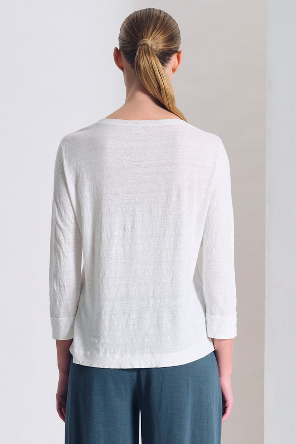 Shirt im Slim Fit mit V-Ausschnitt aus geripptem Strick, Ärmellänge bis Ellbogen aus Leinenjersey | 1017.CFDTRCK207.00