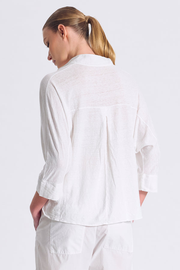 Oversize-Poloshirt mit rund geformten Kimonoärmeln aus Leinenjersey | 1017.CFDTRCK209.00