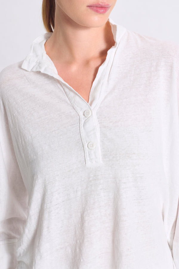 Linen jersey kimono sleeve oversized polo shirt | 1017.CFDTRCK209.00