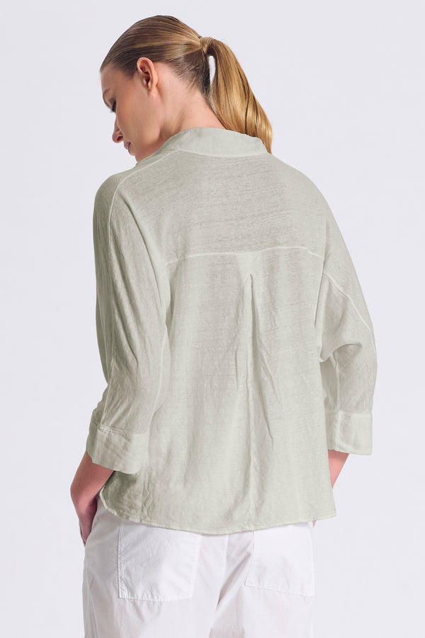 Oversize-Poloshirt mit rund geformten Kimonoärmeln aus Leinenjersey | 1017.CFDTRCK209.14