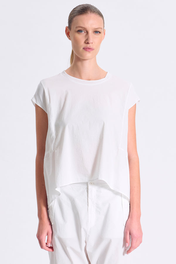 Camicia in popeline stretch con inserti in georgette di viscosa ed apertura dietro con bottoni in ma | 1017.CFDTRCM221.00