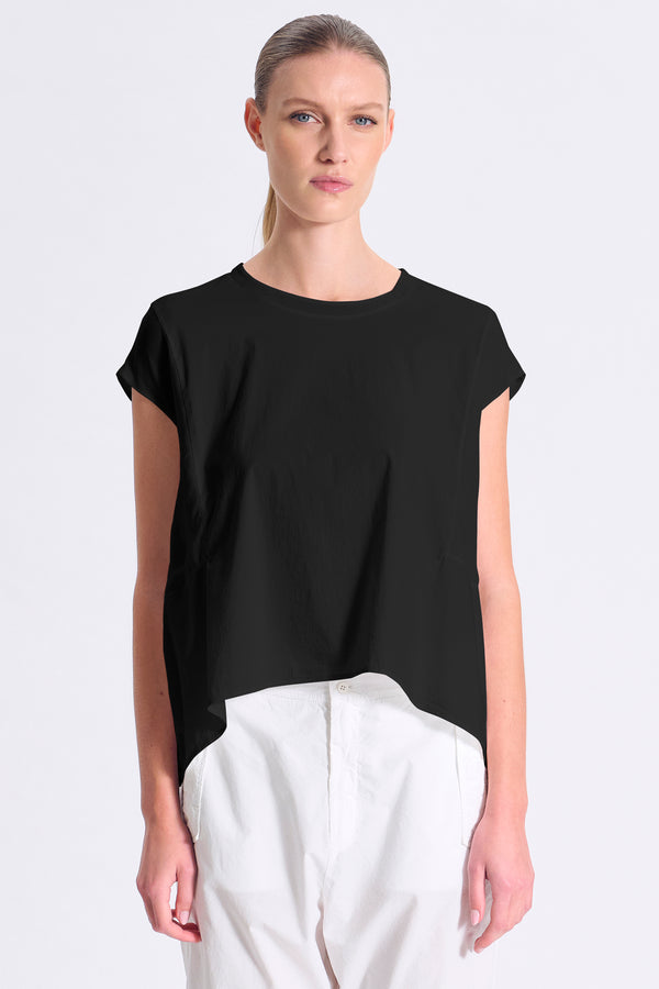 Camicia in popeline stretch con inserti in georgette di viscosa ed apertura dietro con bottoni in ma | 1017.CFDTRCM221.10