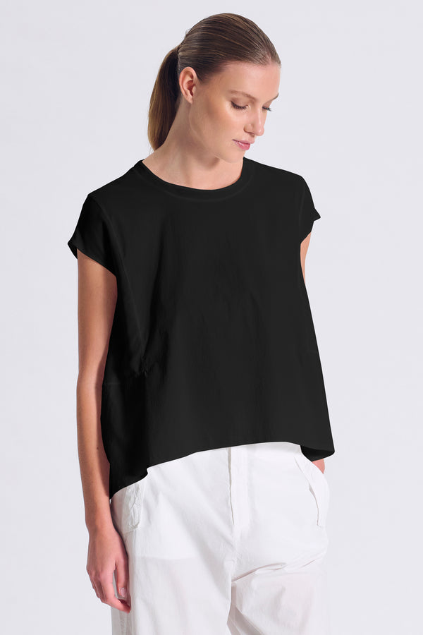 Camicia in popeline stretch con inserti in georgette di viscosa ed apertura dietro con bottoni in ma | 1017.CFDTRCM221.10