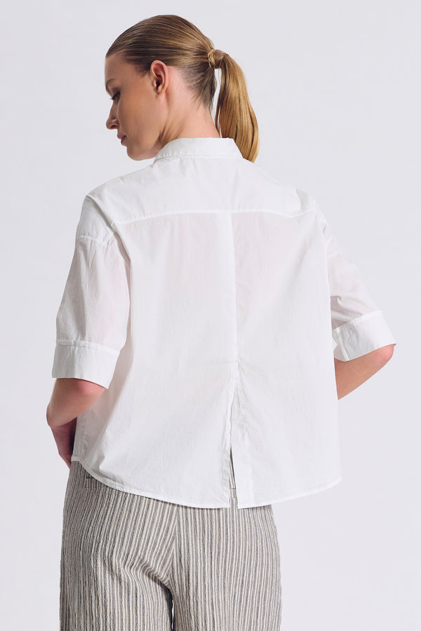 Camicia comfort fit manica 3/4 con fondo stondato in popeline stretch | 1017.CFDTRCM224.00