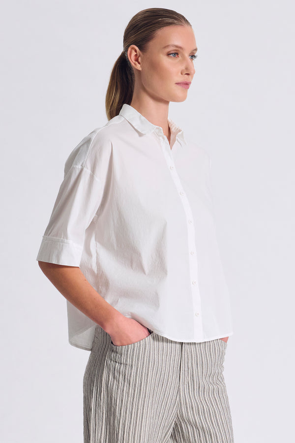 Camicia comfort fit manica 3/4 con fondo stondato in popeline stretch | 1017.CFDTRCM224.00