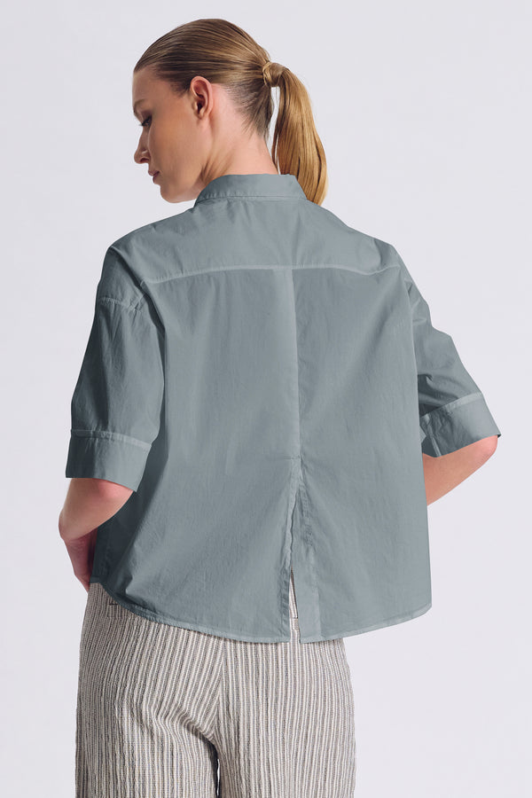 Camicia comfort fit manica 3/4 con fondo stondato in popeline stretch | 1017.CFDTRCM224.04