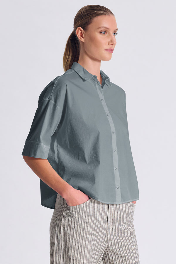 Camicia comfort fit manica 3/4 con fondo stondato in popeline stretch | 1017.CFDTRCM224.04