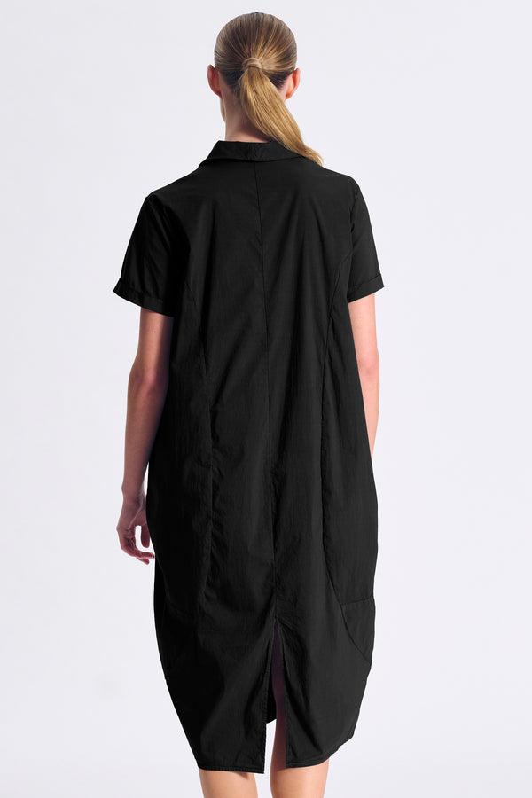 Abito manica corta dalla linea bombeè con zip sul davanti in popeline stretch | 1017.CFDTRCM225.10