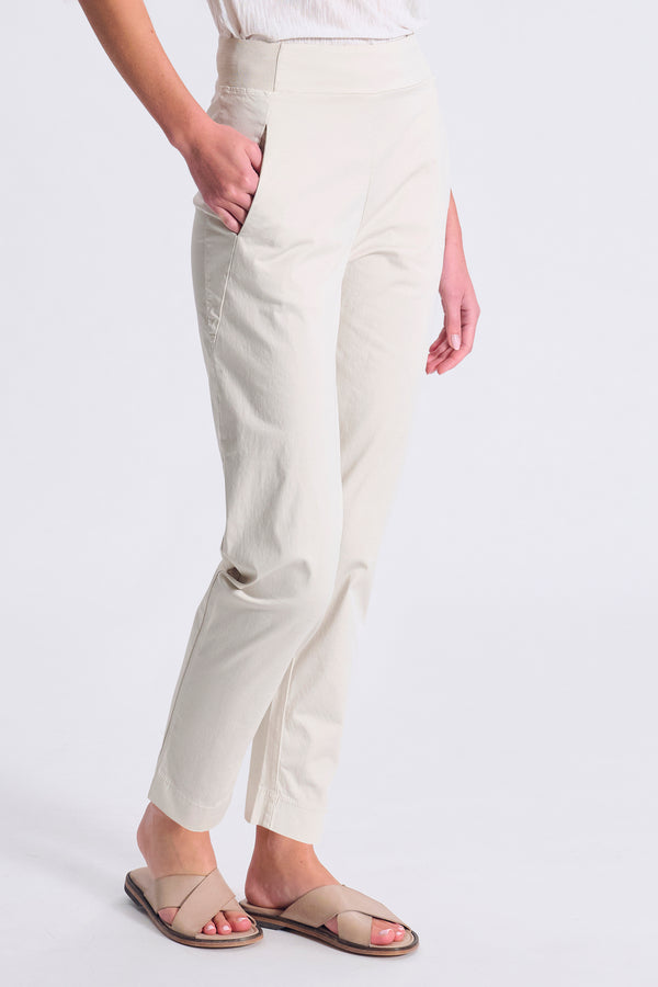 Pantalone slim fit in cotone e tencel stretch con cintura dietro in maglia elastica | 1017.CFDTRCO241.01
